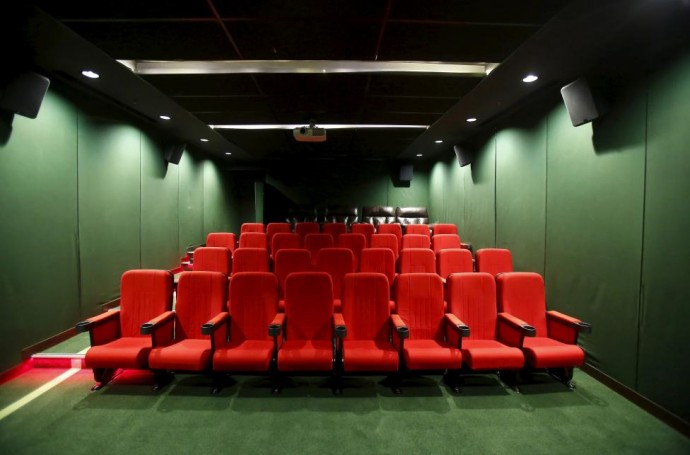 A vacant hall of a cinema theatre is pictured inside the premises of Fortis Memorial Hospital at Gurgaon