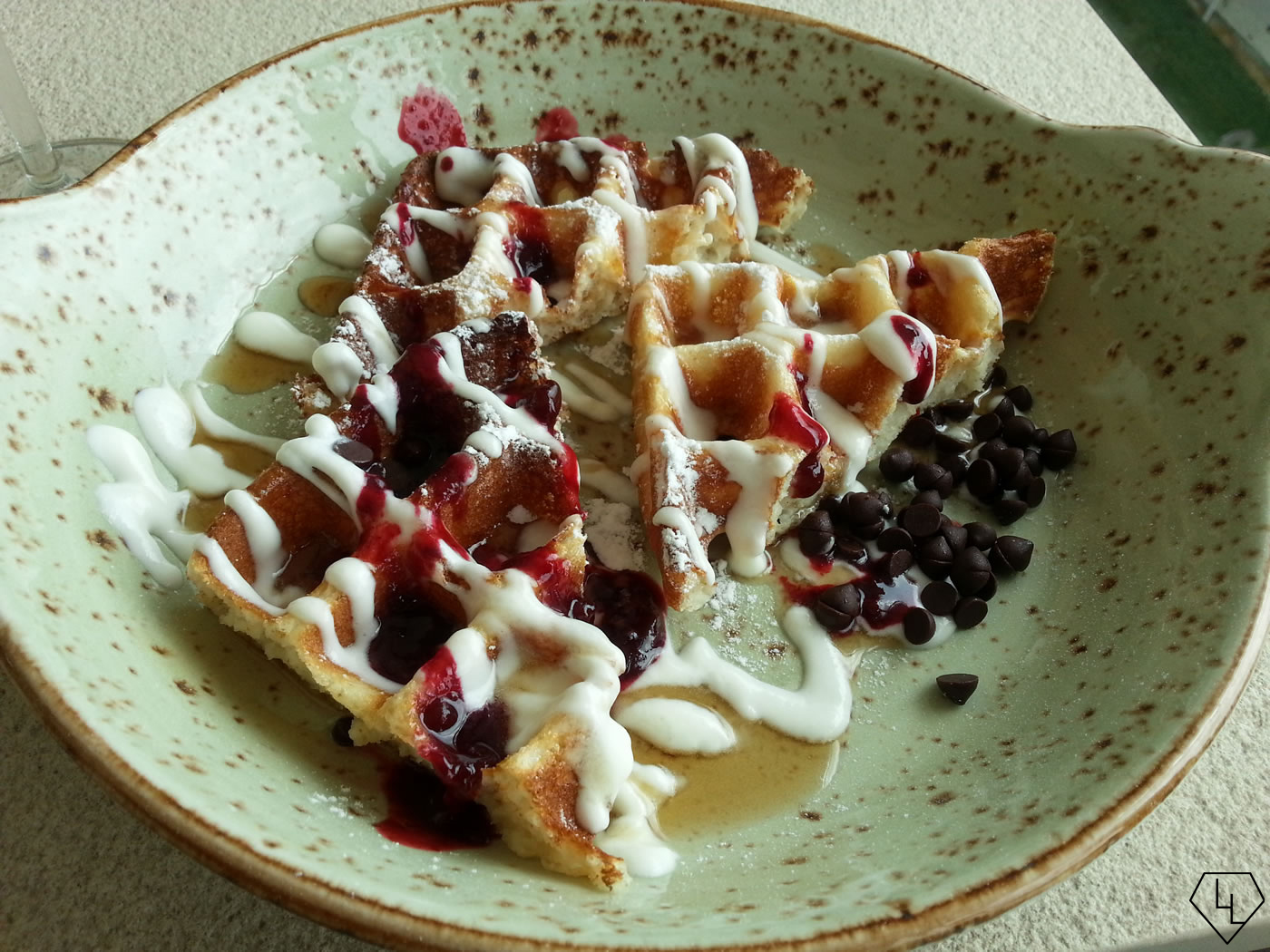 Crisp Waffles with the Works.