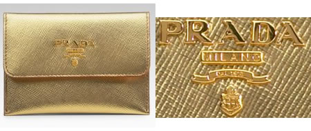 Prada Leather Credit Card Case glows in gold!  