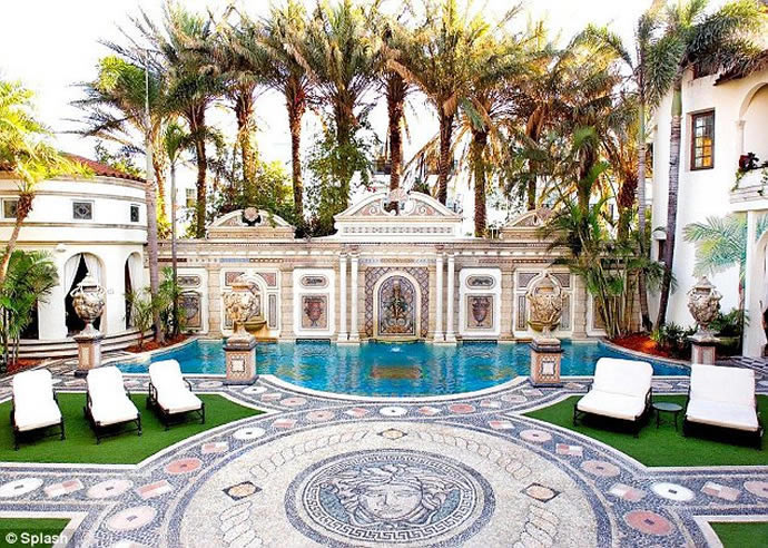 Swim in a 24-carat gold pool at the Versace villa in Miami which is now set to reopen as a