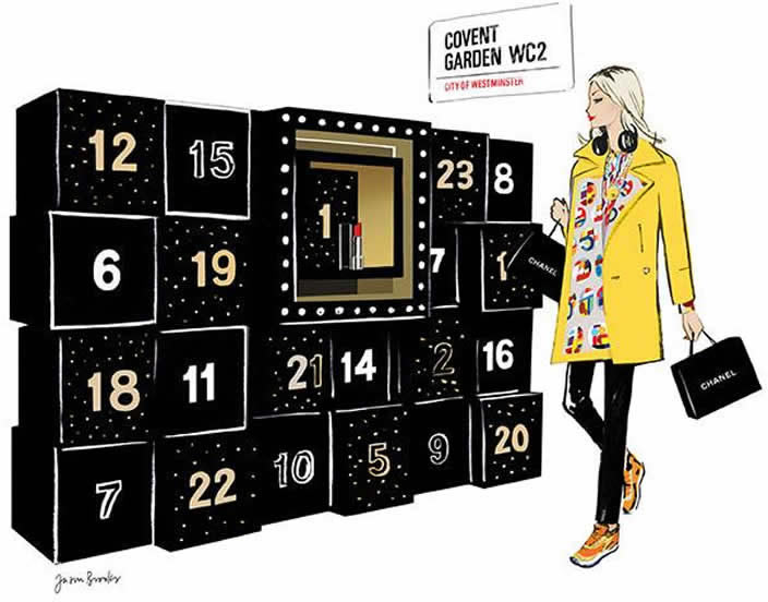 Chanel's Covent garden boutique unveils a life sized advent calender