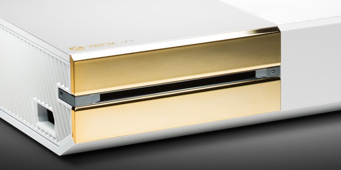 This ColorWare Xbox One console and Controller in white Pearl and gold ...