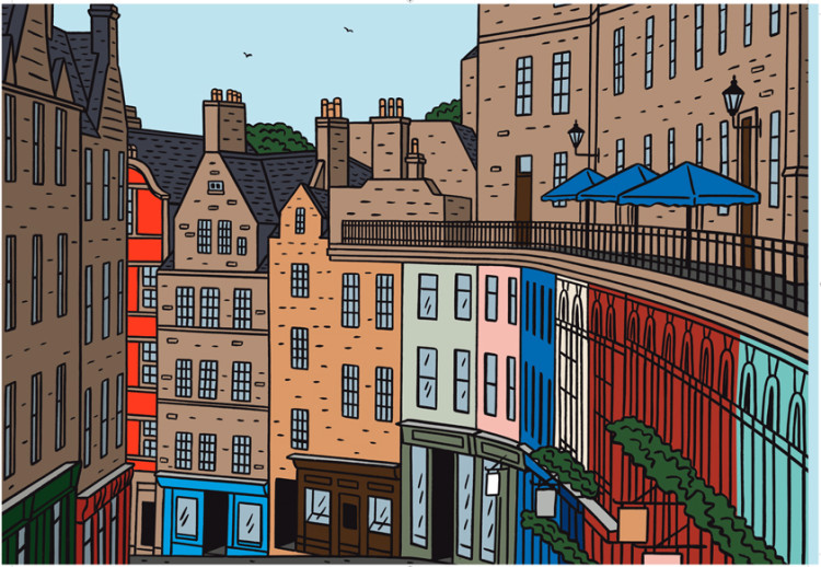 Louis Vuitton Travel Book goes to Edinburg, as illustrated by Floch
