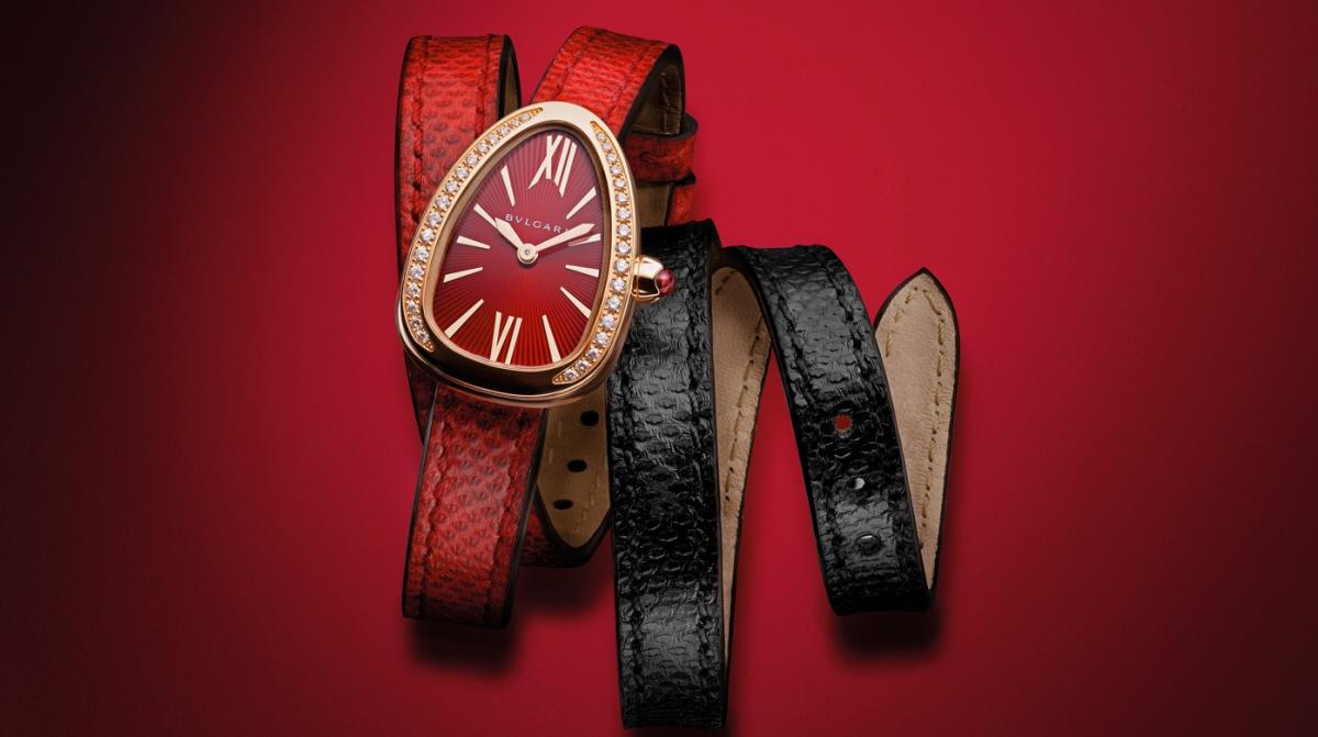 The gorgeous Bvlgari Serpenti watch can now be customized with interchangeable straps