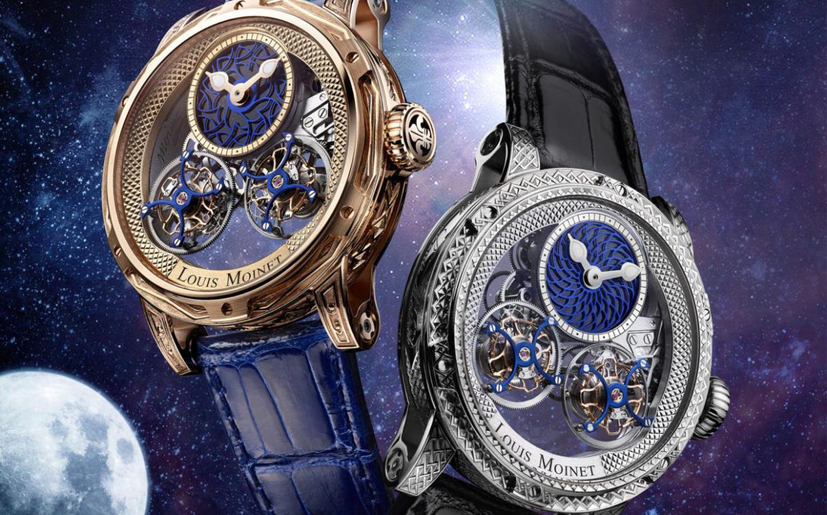 Louis Moinet’s new watches have their dials made from a lunar meteorite and from the early earth’s crust