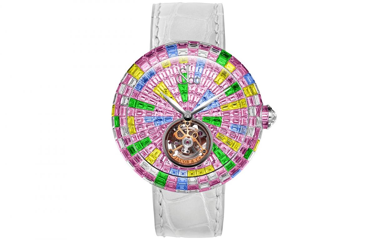The Jacob and Co.?s Brilliant Flying Tourbillon Multicolor Pink –  A pink timepiece that you will madly fall in love with