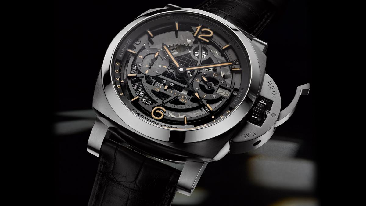 The Panerai L’Astronomo Luminor 1950 Tourbillon Moon Phases Equation of Time GMT is a fully customizable, made-to-order masterpiece