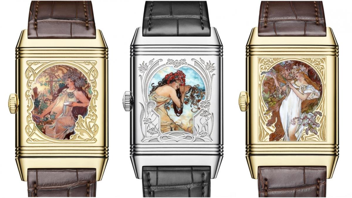 Jaeger-LeCoultre has announced three enameled Reverso timepieces that pay homage to Czech artist Alphonse Mucha