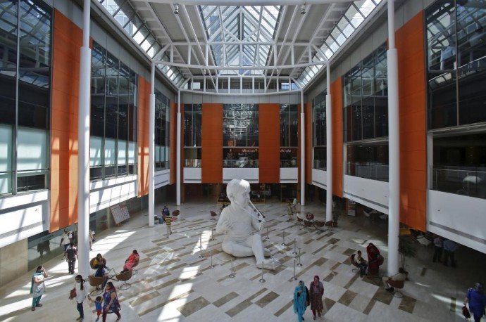 A general view of the lobby area is pictured at the Fortis Memorial Hospital at Gurgaon