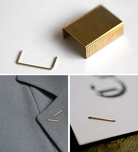 14 karat goldplated Staples hold things with subtle bling