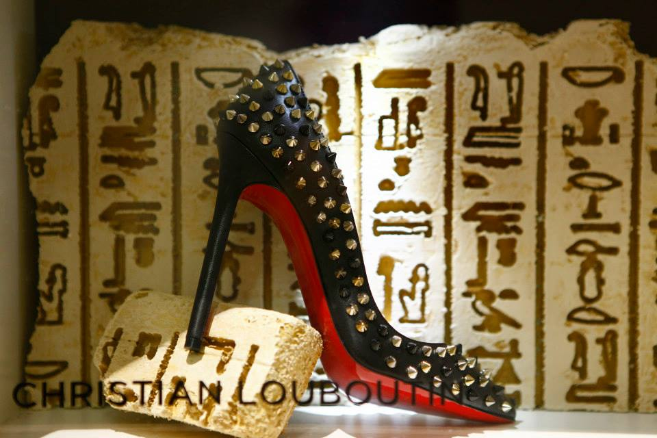 Christian Louboutin Winter 2013 collection featured against Ancient Egypt themed windows