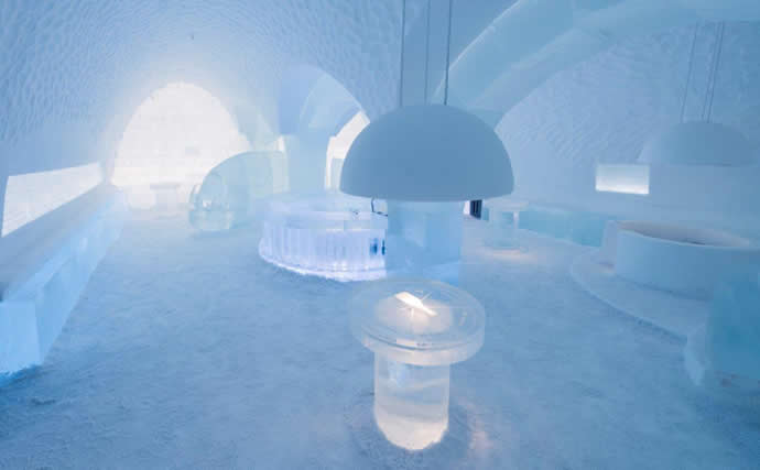 ICEHOTEL by  ICEBAR Jukkasjarvi "Lost & Found" by jens Thoms Ivarsson, Tjasa Gusfors & Maurizio Perron, 2013 Photo: Christopher Hauser