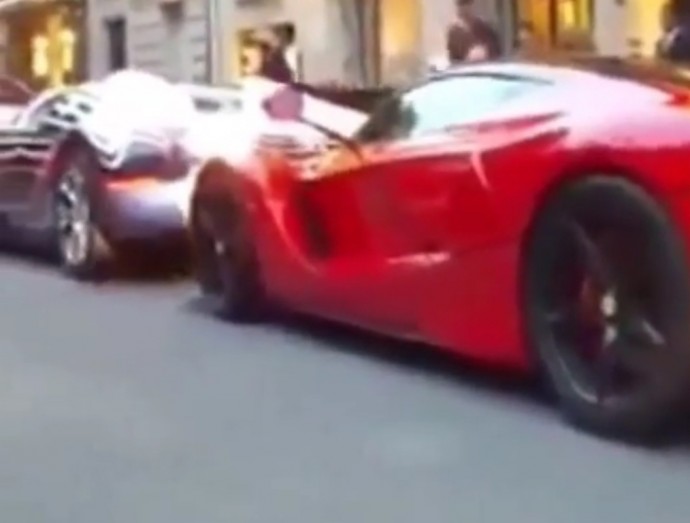 Watch a one-off Bugatti Veyron casually reversing into a LaFerrai in this cringe-worthy video