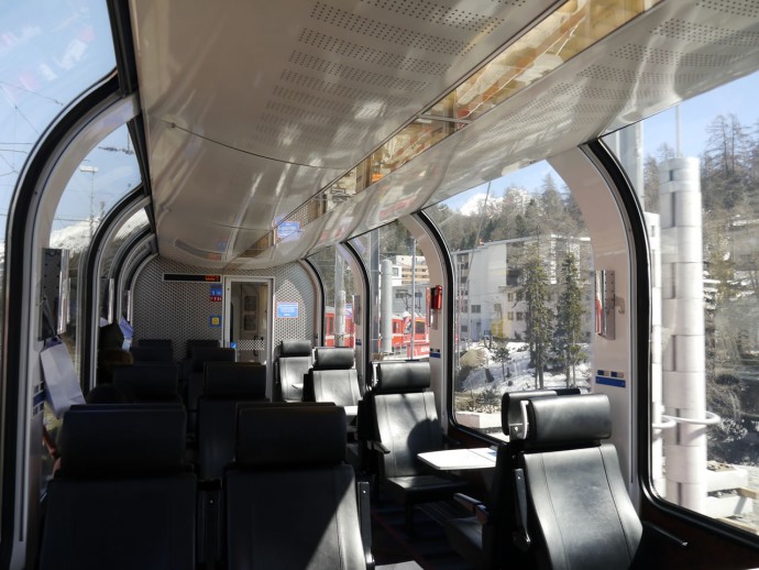 The first class panoramic coach of the Glacier Express. 
