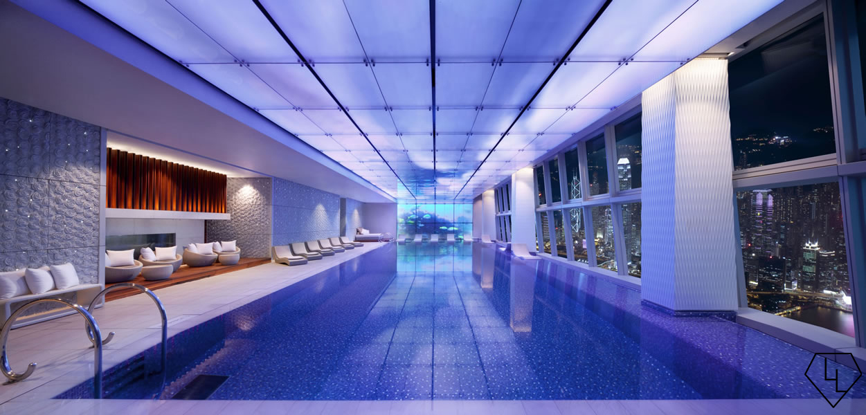 Review Ritz Carlton Hong Kong Swimming Pool Blue Oasis On Top Of The World Luxurylaunches