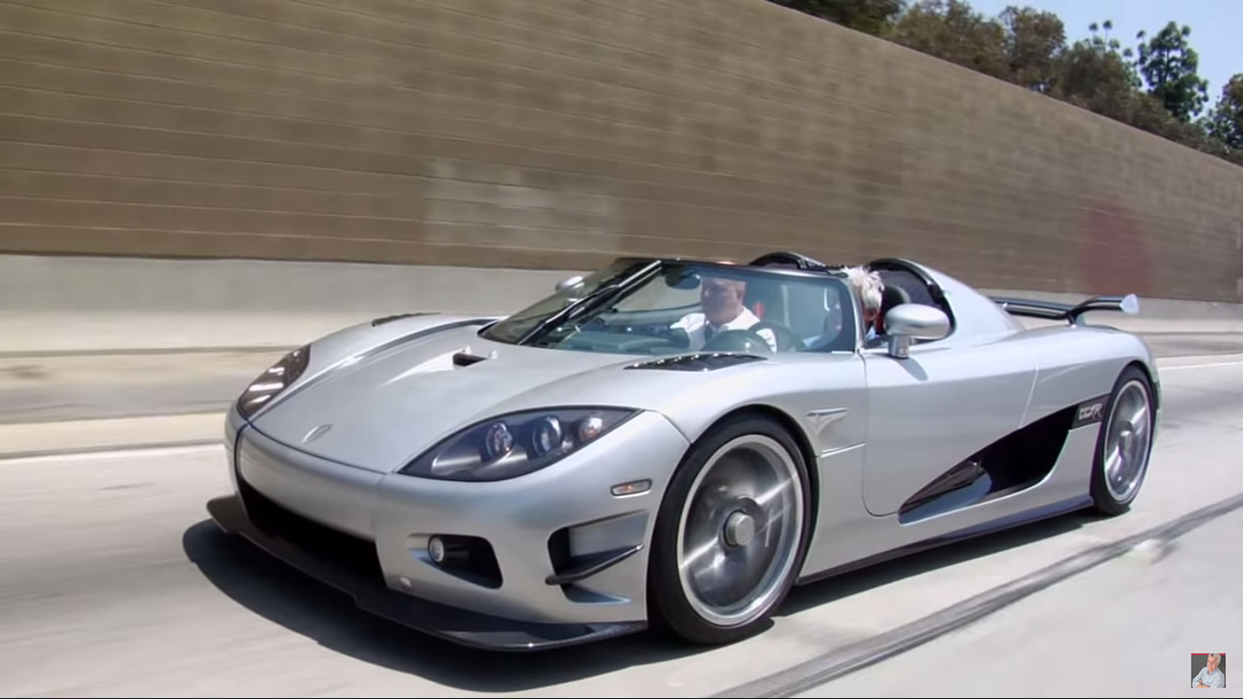 Jay Leno takes the Koenigsegg CCXR Trevita for a spin