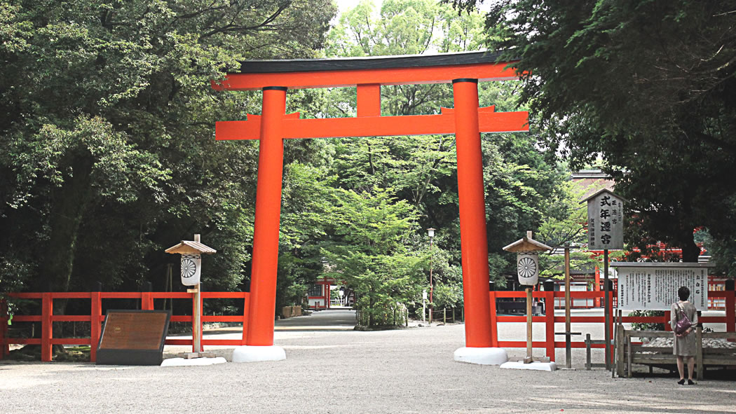 Magnificent torii gates, seen at shrine entrances