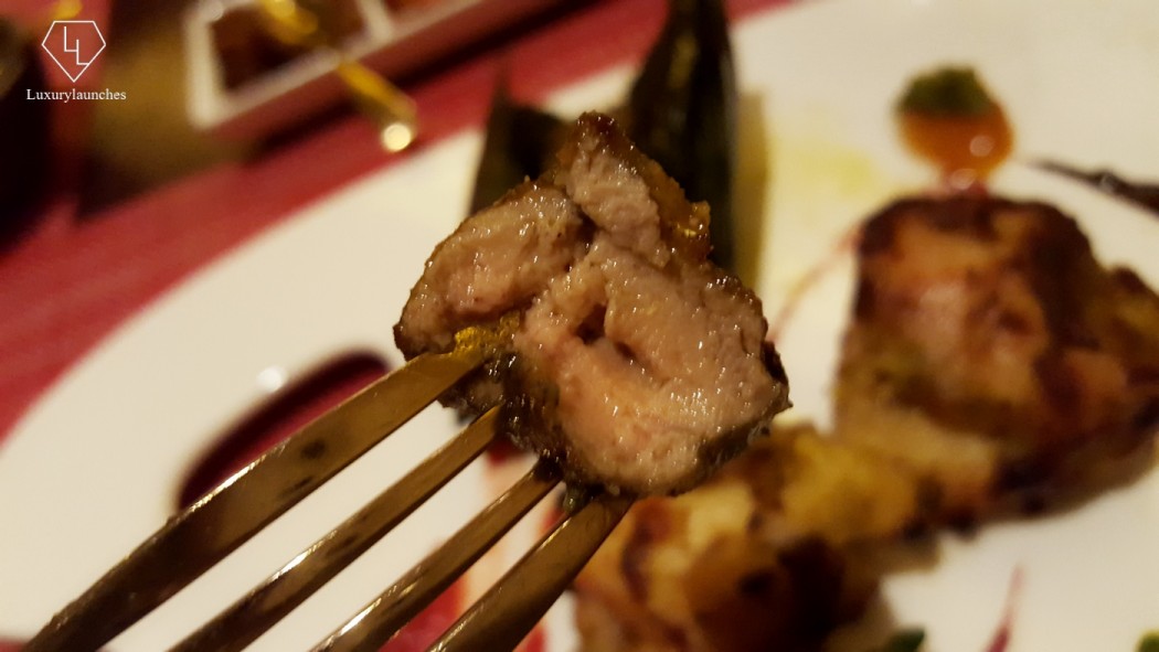 Tender foie gras wrapped in a banana leaf