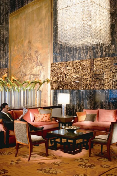 The lavish hotel lobby is a meeting point for guests but it’s an important venue for residents too, who can often be seen meeting up with friends there or lolling on the sofas