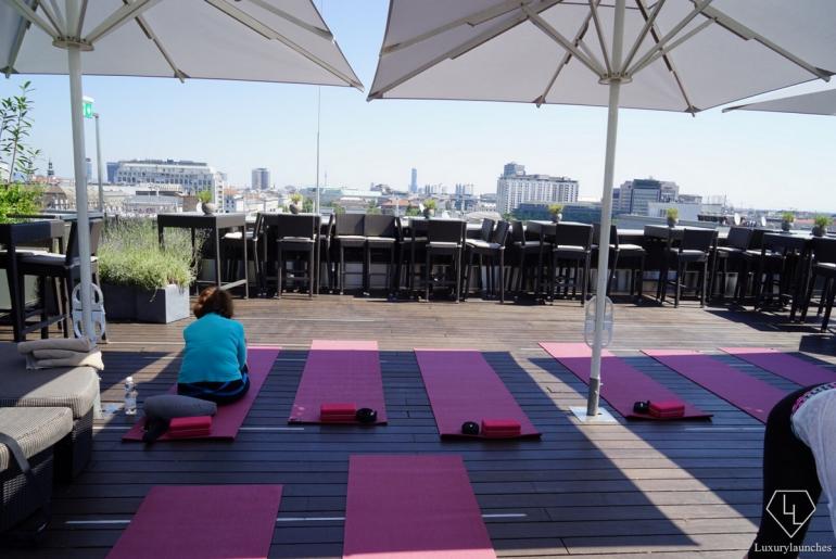 Hatha Yoga session at the Atmosphere Rooftop Bar