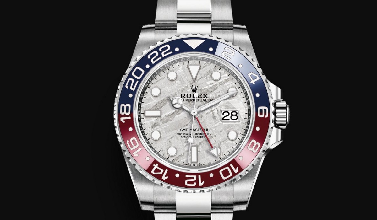 Rolex GMT-Master II Pepsi watch in white gold updated with a Meteorite ...