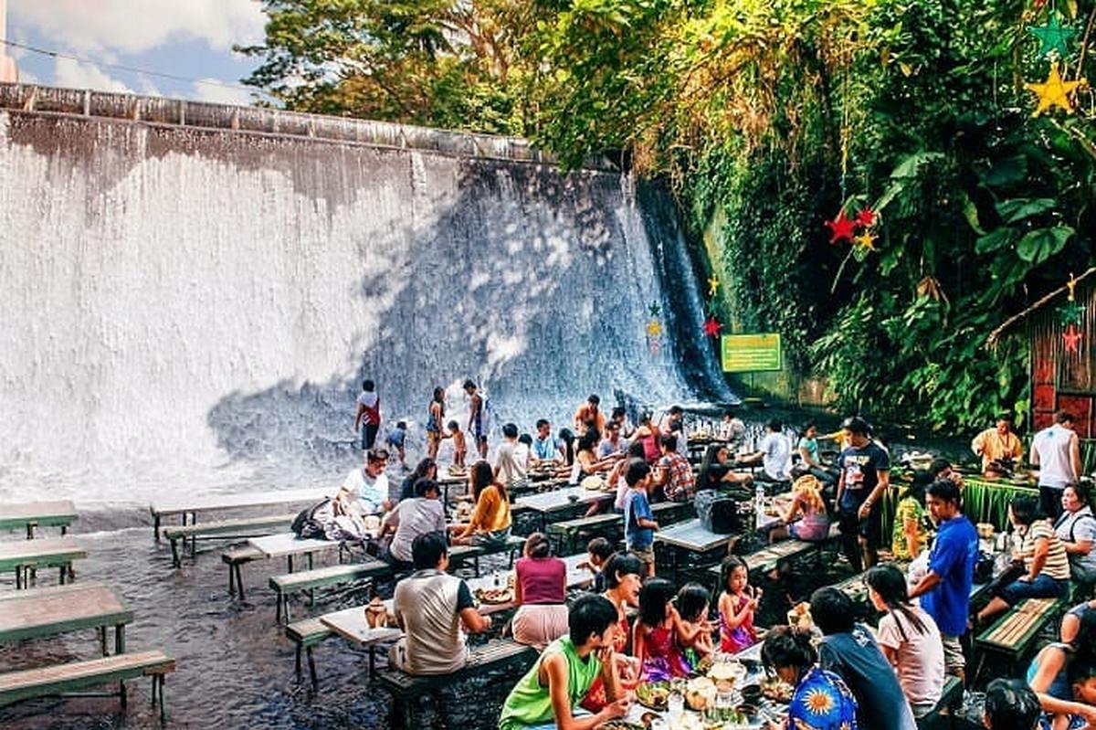 restaurant on waterfall