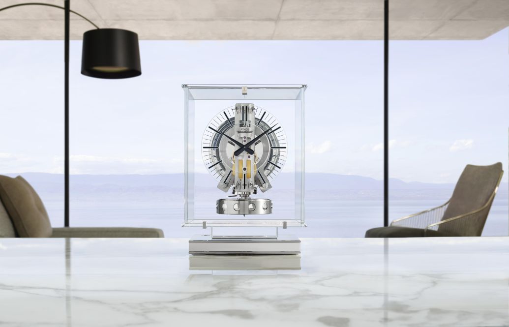 This  Jaeger-LeCoultre table clock runs on air
