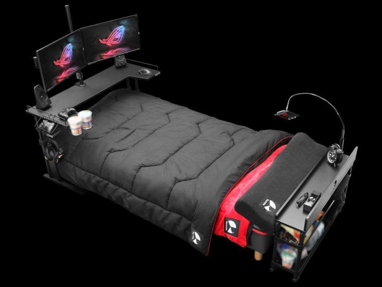 This 1000 Decked Out Gaming Bed Setup, Bed Desk Setup