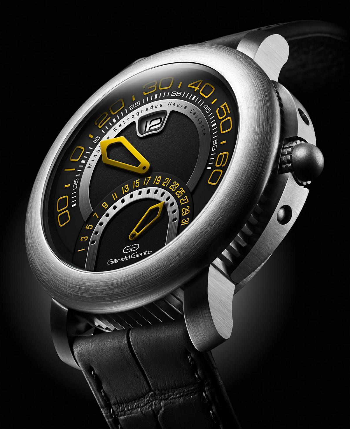 Bulgari reveals a new Gerald Genta Arena Bi-Retrograde Anthracite watch featuring a sporty update to the classic design