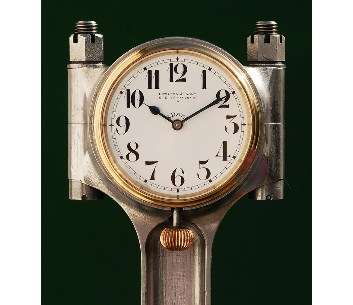 This limited edition desk clock has been crafted out of engine parts from the iconic 1930 Bentley Works Speed Six ?Old No 2?