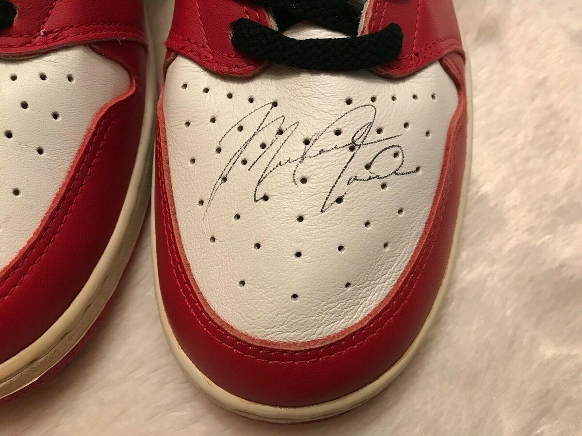 An ultra rare pair of 1985 Jordan 1s, signed by Michael Jordan