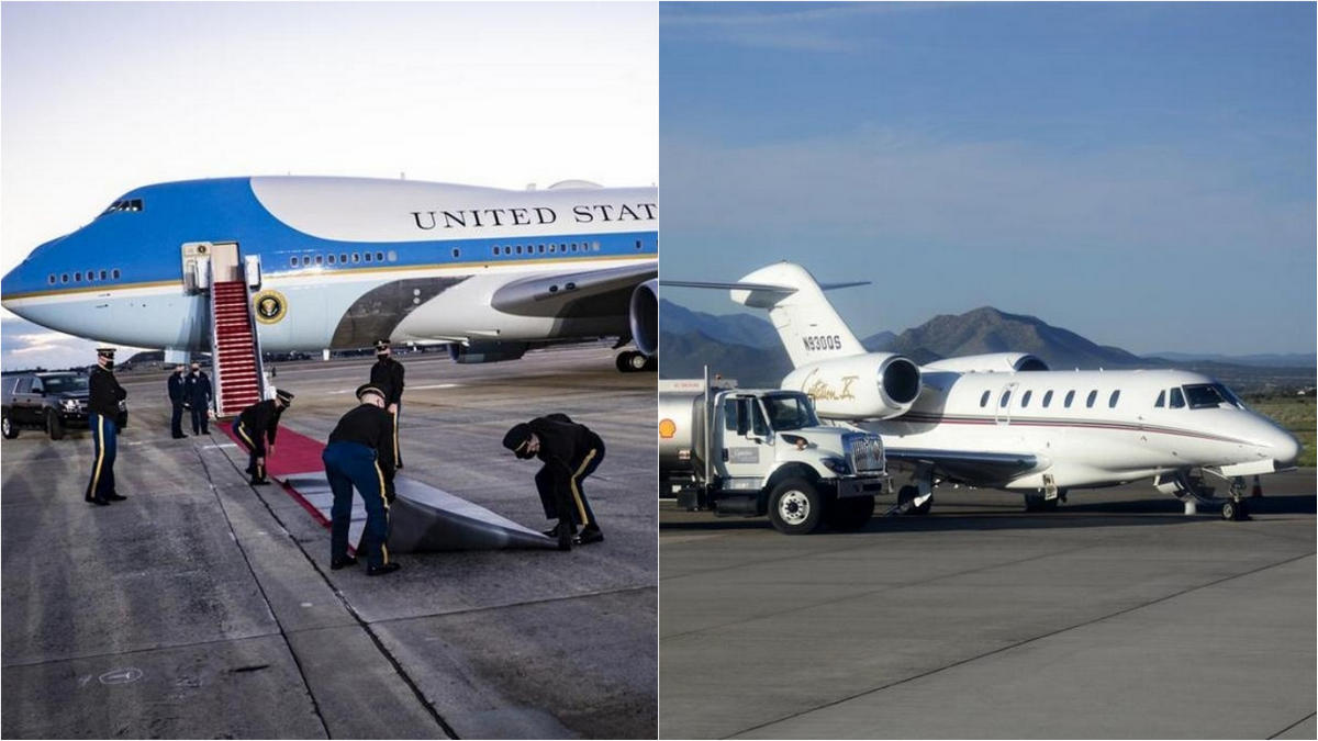 From the mighty Air Force One to this - Donald Trump was so