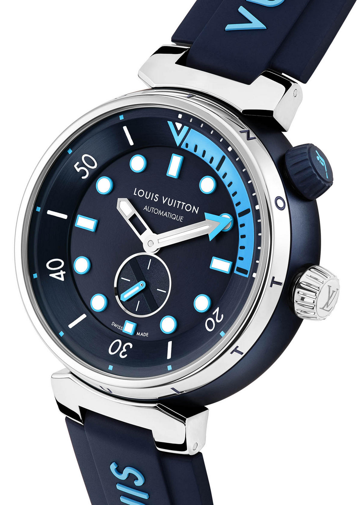 Louis Vuitton Stainless Rubber Tambour 'America's Cup' Men's