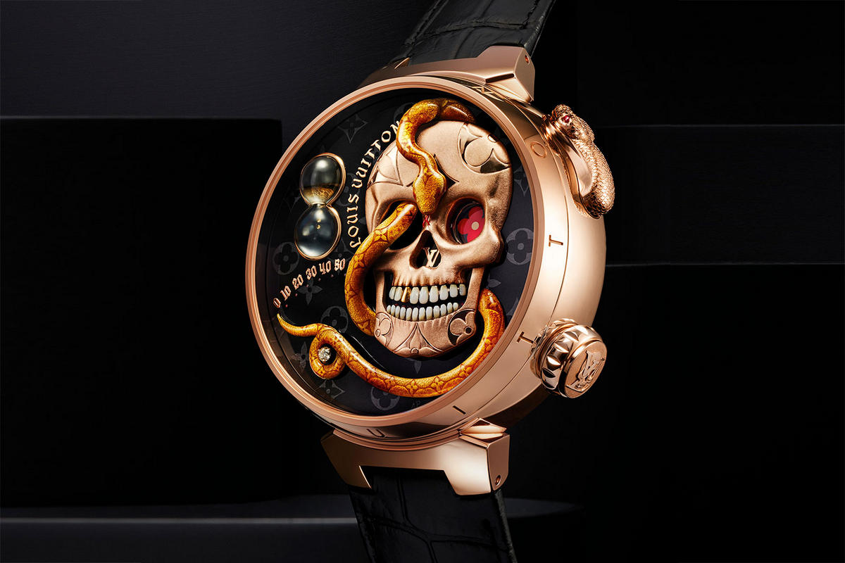 With a snake and a skull design, this Louis Vuitton timepiece is the most eccentric wrist watch of the year and you will never guess how it tells the time