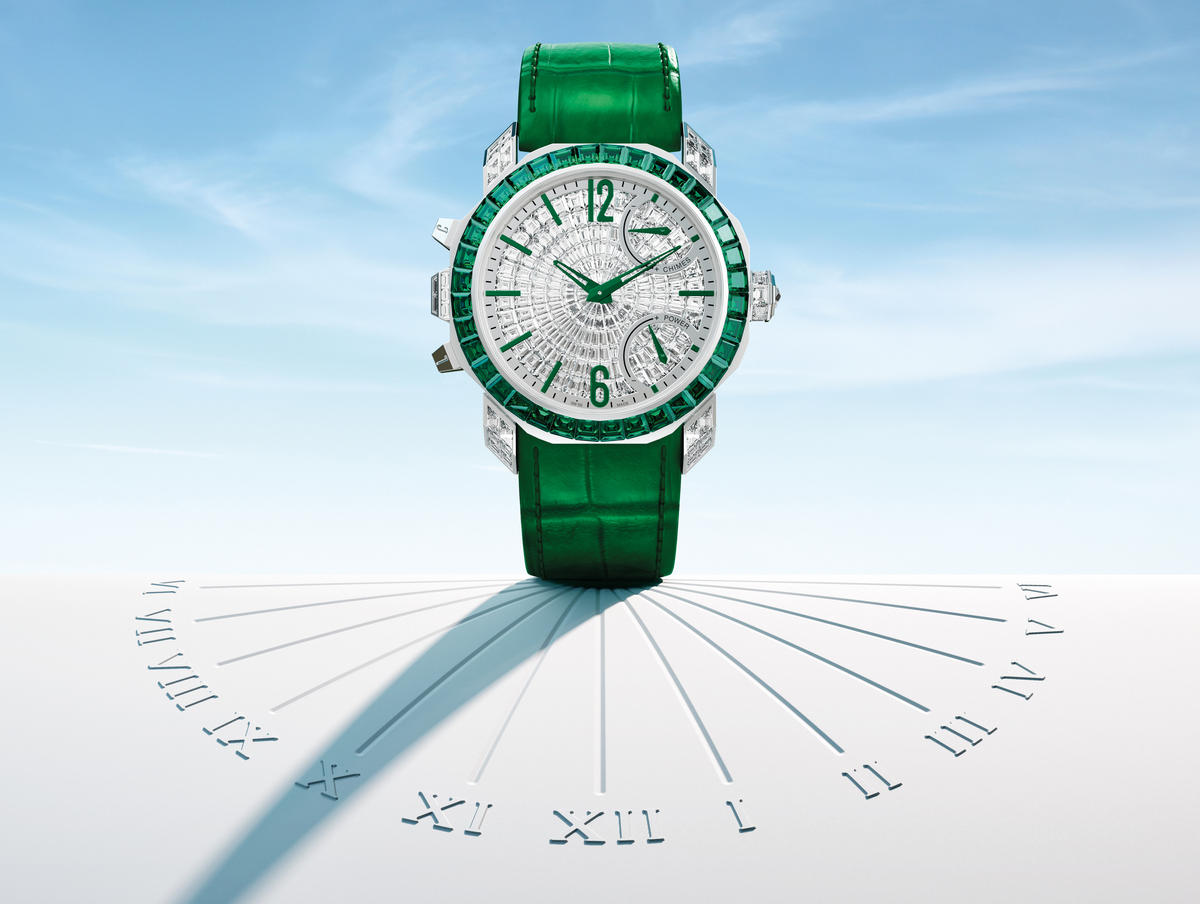 The Bvlgari Octo Roma Emerald Grande Sonnerie is a $1.8 million one-off timepiece enveloped in Zambian emeralds and diamonds