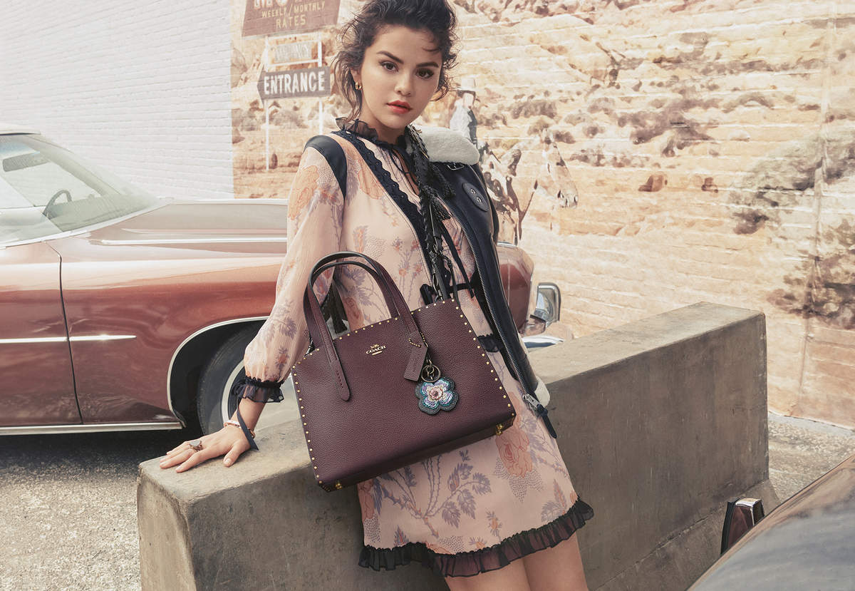 Coach X Selena Gomez cream small leather bag with... - Depop