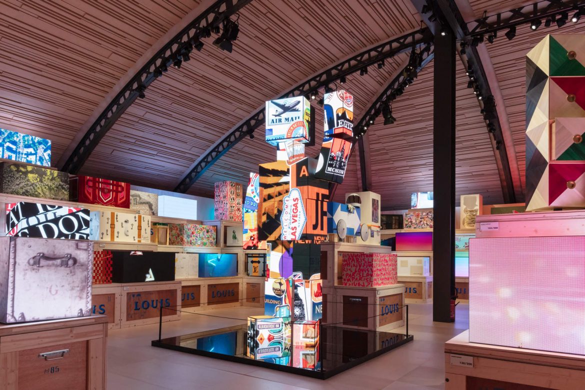 Visitors arrive at the Louis Vuitton's 200 Trunks, 200 Visionaries