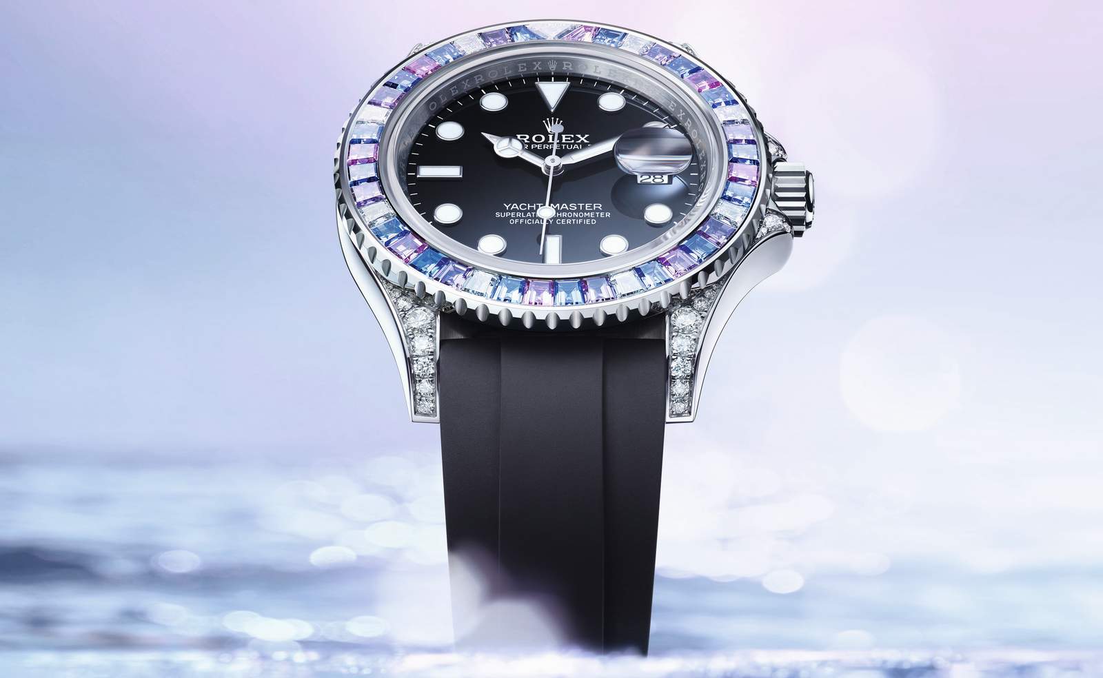 The new Rolex Oyster Perpetual Yacht-Master 40 gets an 18ct white gold for the first time and a gem-studded bezel inspired by the aurora borealis