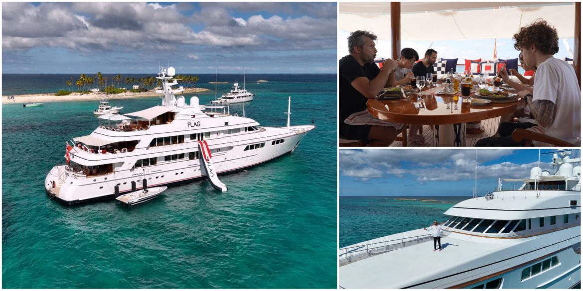Tommy Hilfiger invited a and team to spend 4 onboard his $46 million superyacht. influencer cruised Bahamas and enjoyed the high life on the 204 feet long vessel