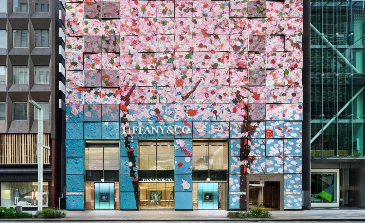 The renovated Tiffany & Co.'s Tokyo flagship store in Ginza stands in full  bloom owing to mesmerizing artwork of artist Damien Hirst - Luxurylaunches