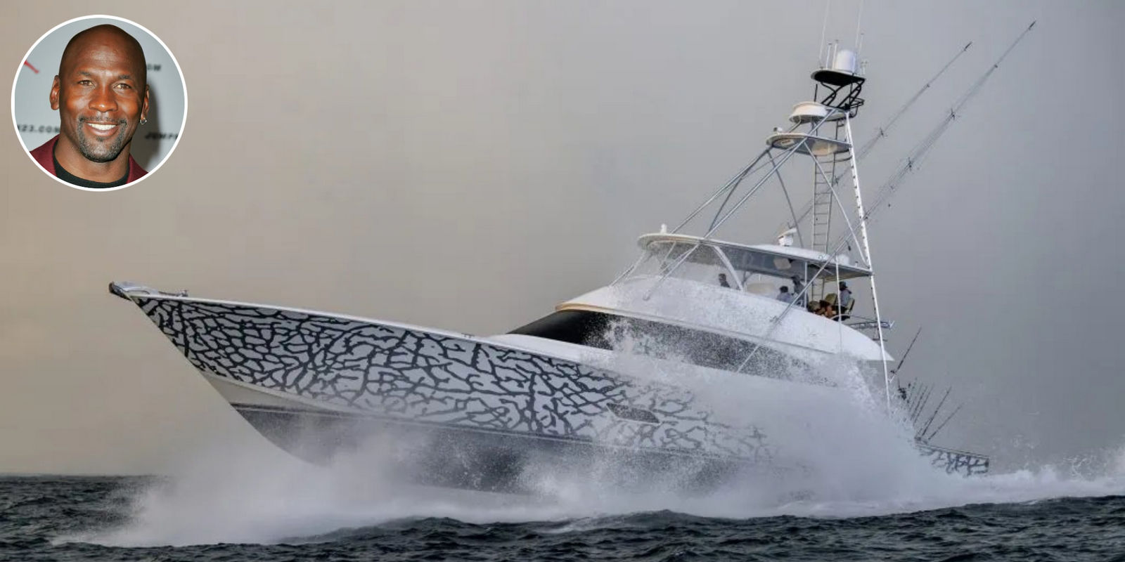 Michael Jordan took his $8 million fishing boat, 'Catch 23', to the White  Marlin Open competition. The 84-foot-long vessel, wrapped in elephant  print, costs a whopping $1 million annually to operate. - Luxurylaunches