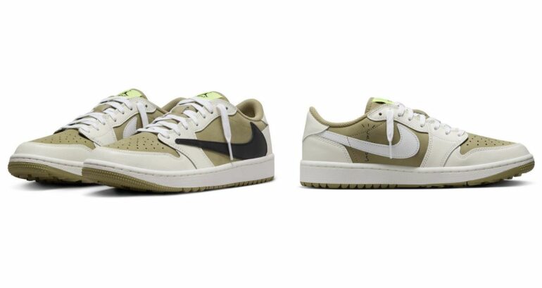 The new Travis Scott x Air Jordan 1 Low golf shoes are in so much ...