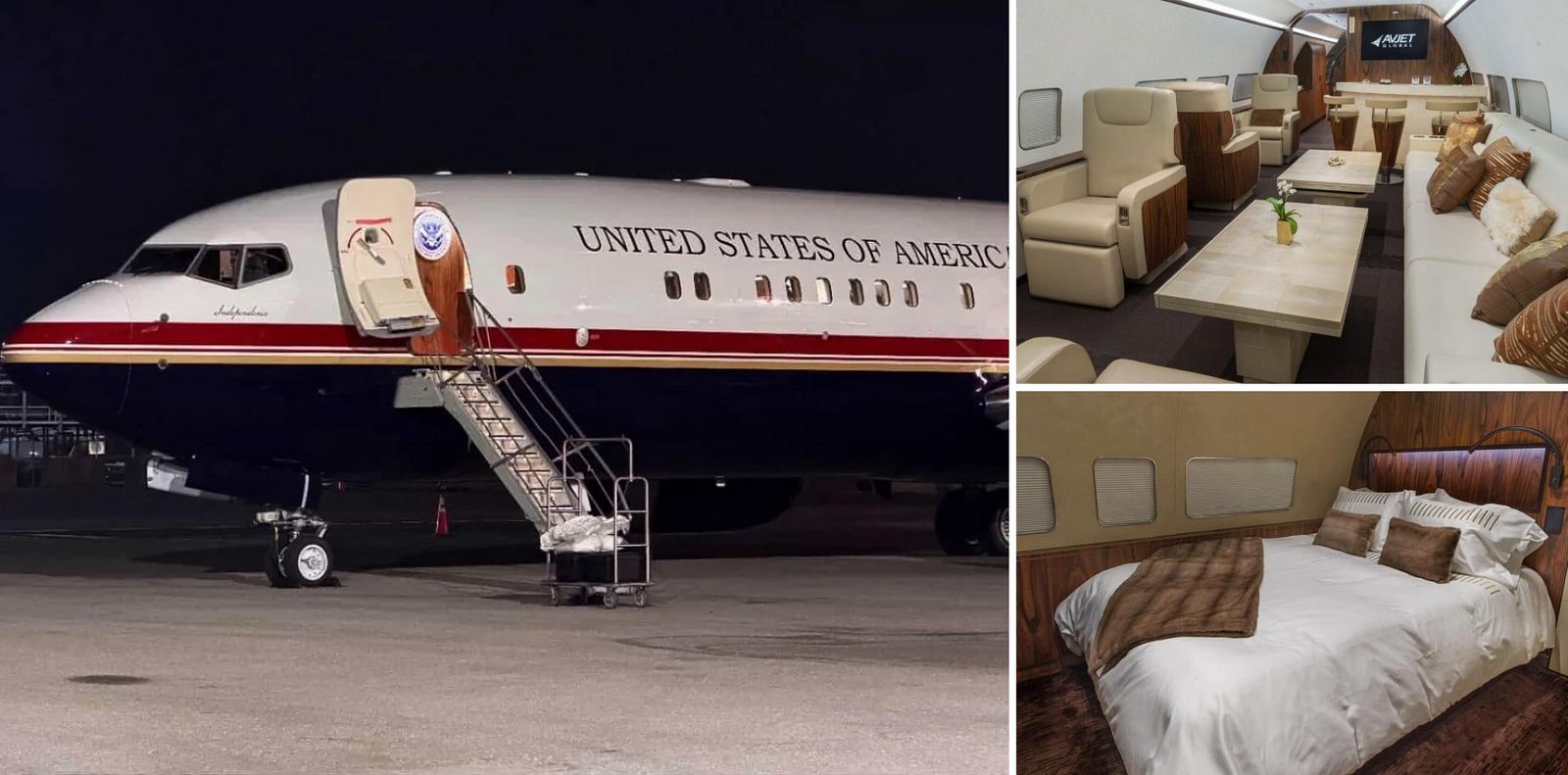As the US leader waits for the conversion of the 747 jet donated