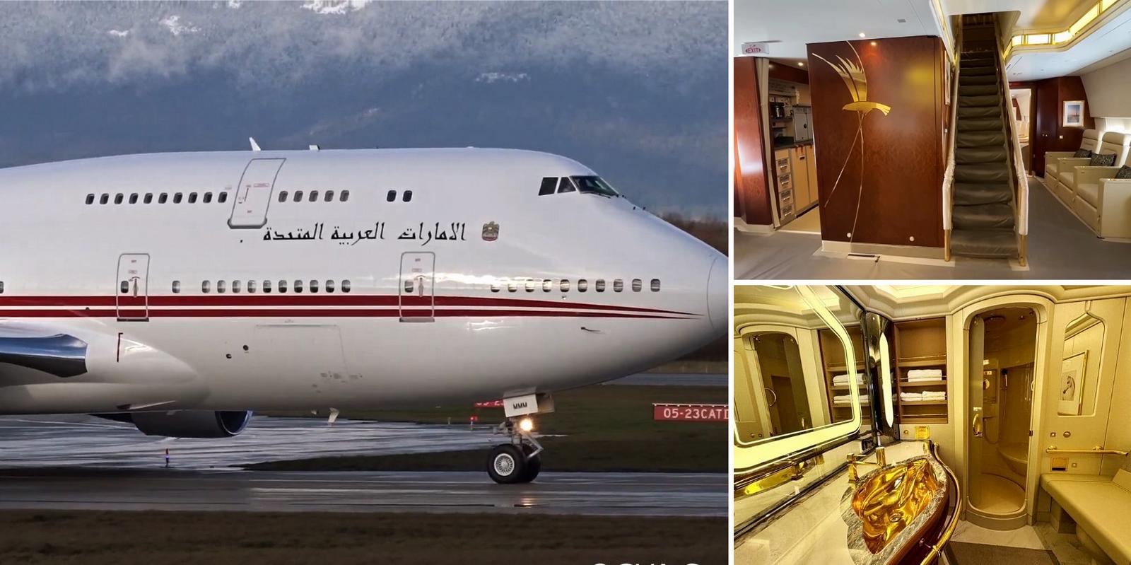 Originally designed to carry 530 passengers, the Emir of Dubai's private 747 jet is so big that when he flew to Badajoz in Spain for a mere 3-hour trip, the small airport had to completely transform itself and arrange for special equipment to handle its biggest visit - Luxurylaunches image