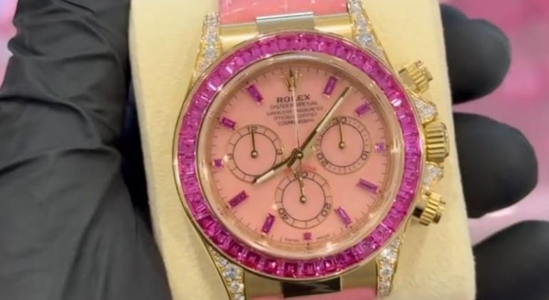 cardi b gifts herself a pink barbie rolex